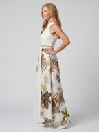 Meadow - Draped Halter Botanical Panel Maxi Dress