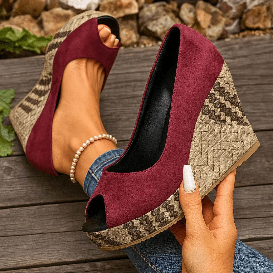 Red snakeskin-print wedge Heels