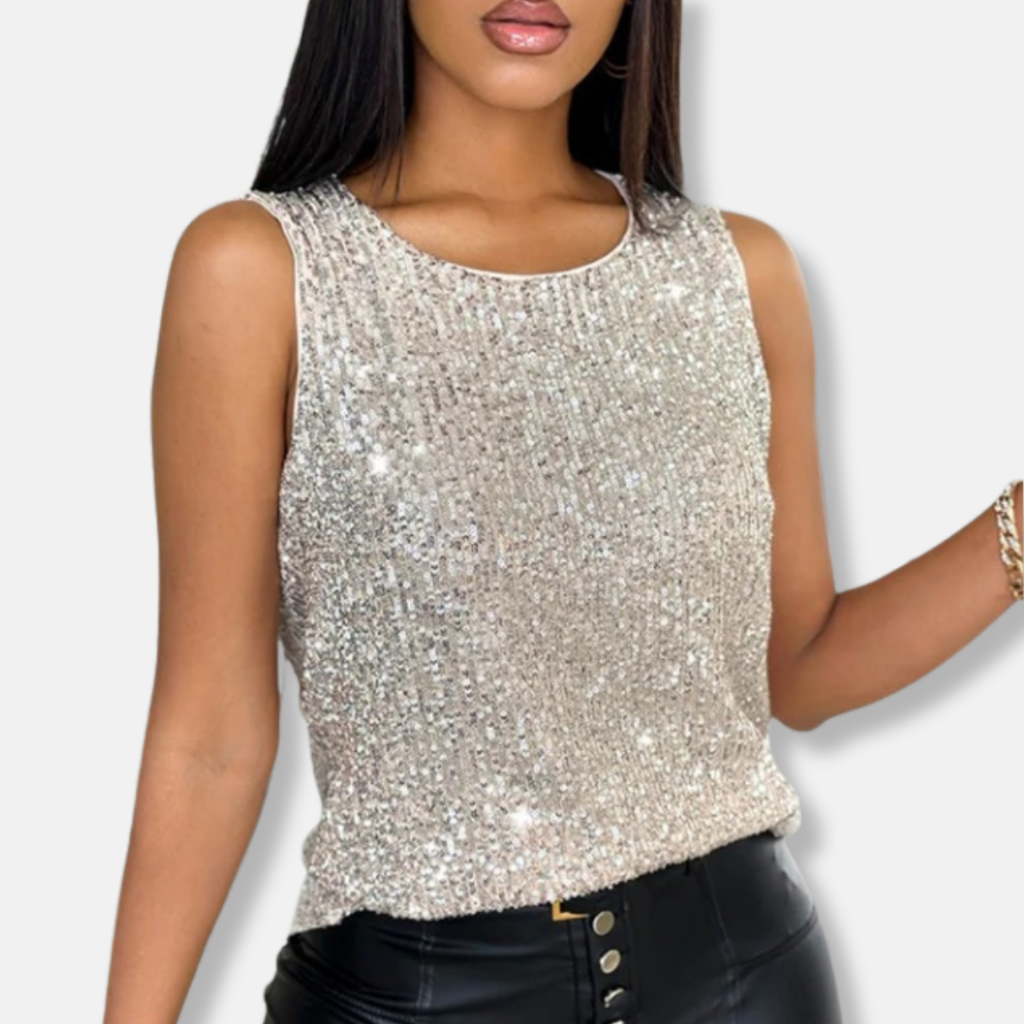 Silver sequin tank top