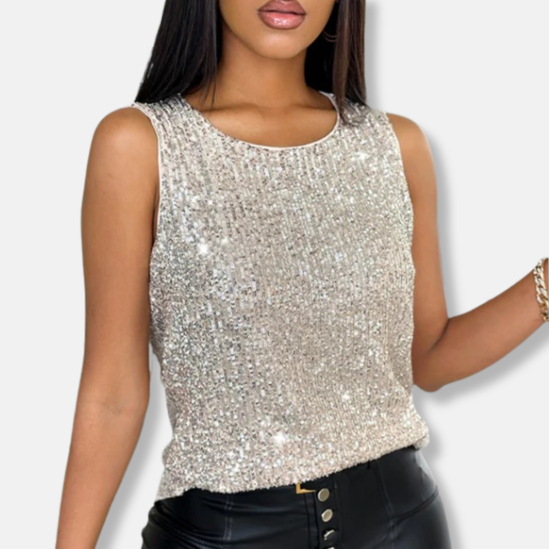 Silver sequin tank top