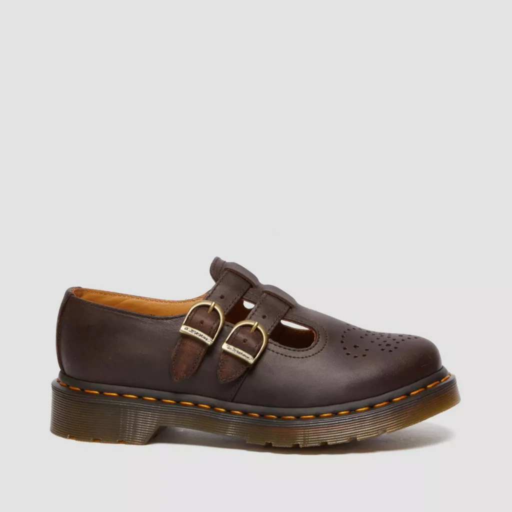 Brown double buckle leather Mary Jane Heels