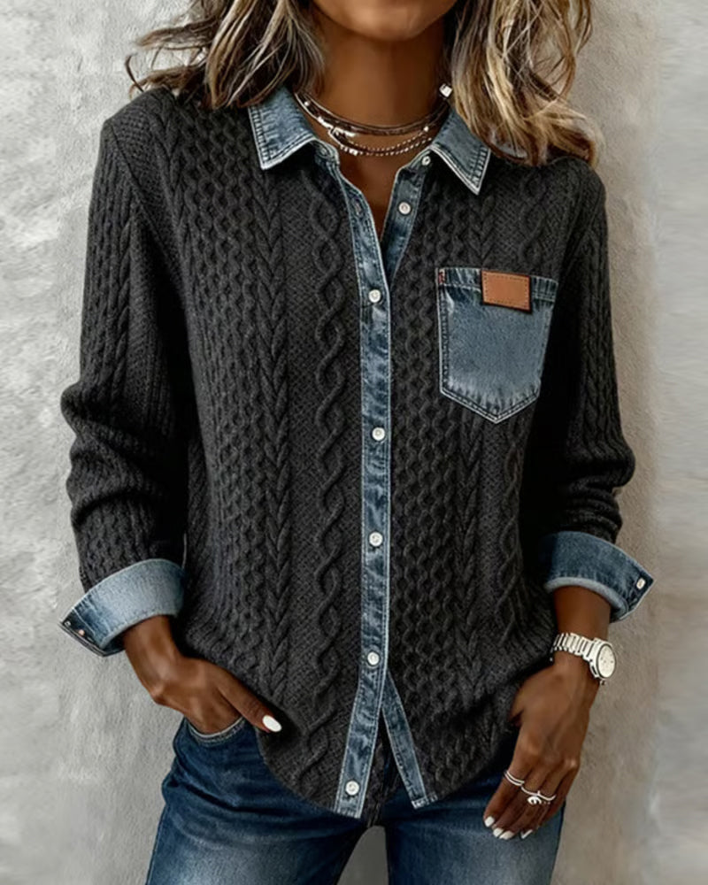 Gray Cable-knit Sweater, front view
