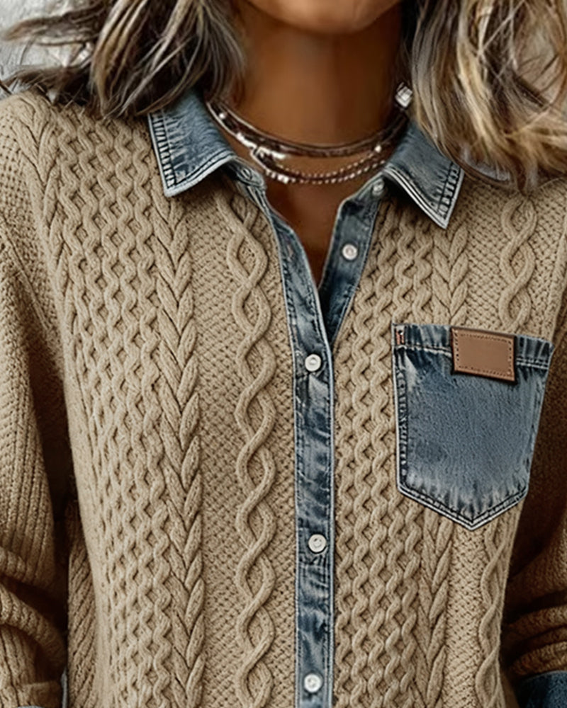 Gray Cable-knit Sweater