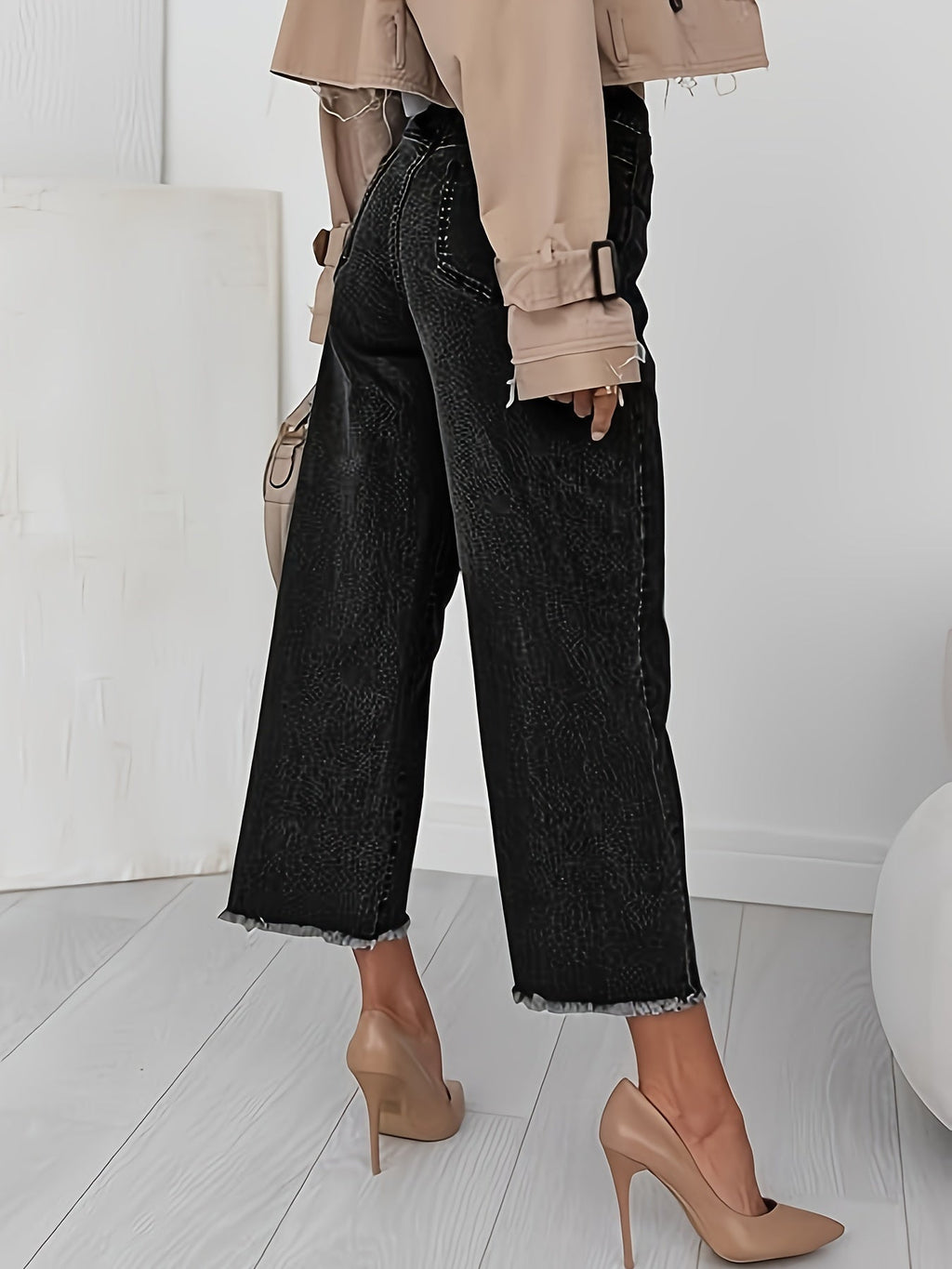 Royal Blue Tailored Cropped Straight-Leg Jeans