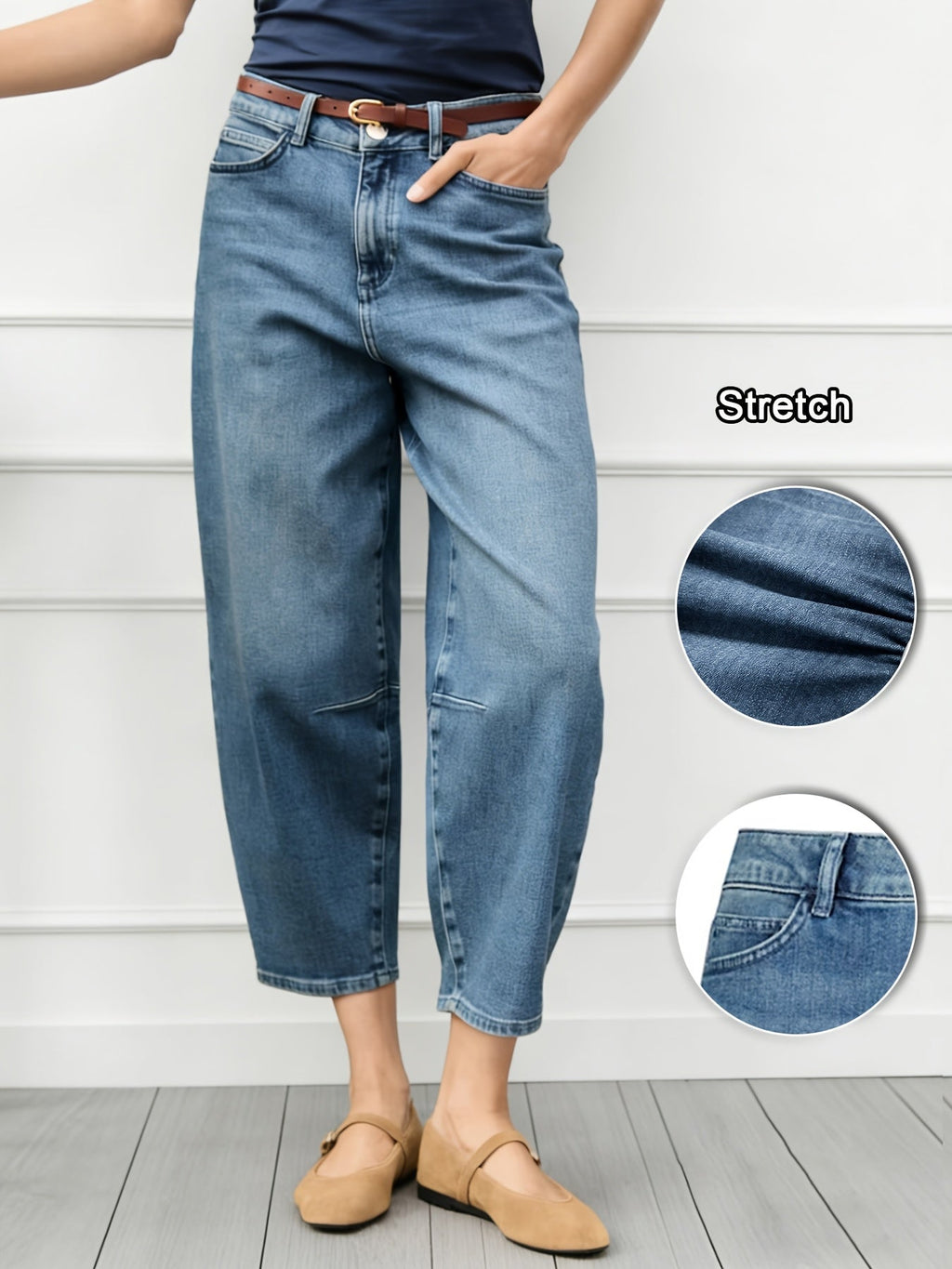 Blue Relaxed Barrel Jeans