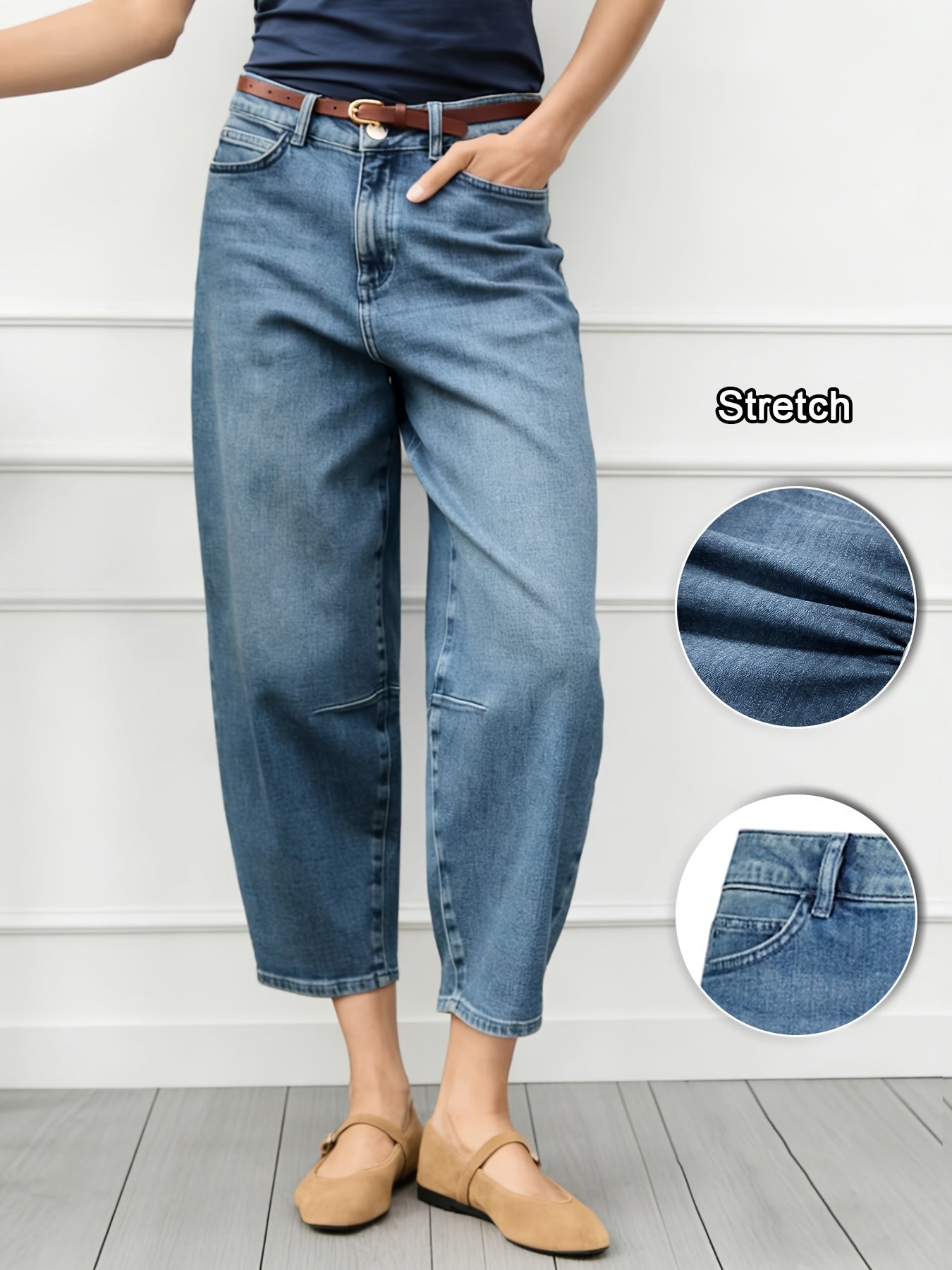Blue Relaxed Barrel Jeans