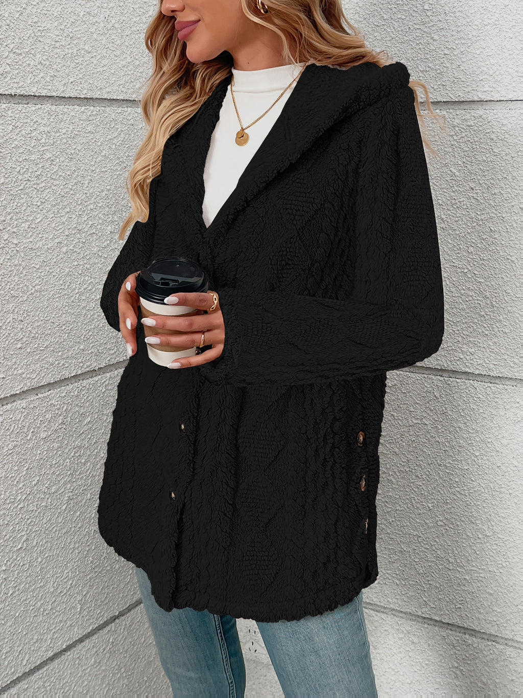 Black Textured Coat