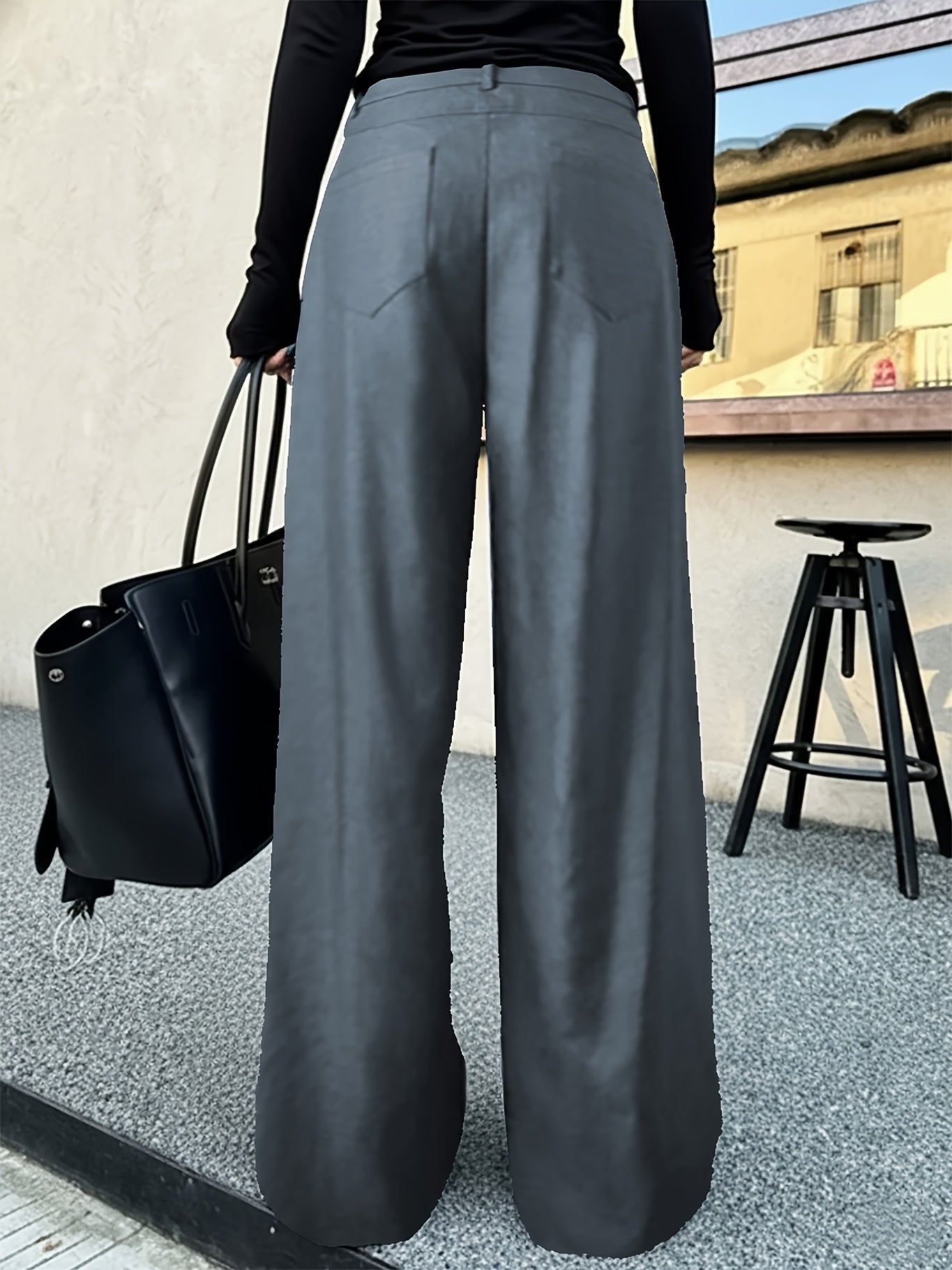 Dark Gray wide-leg high-waist Pants