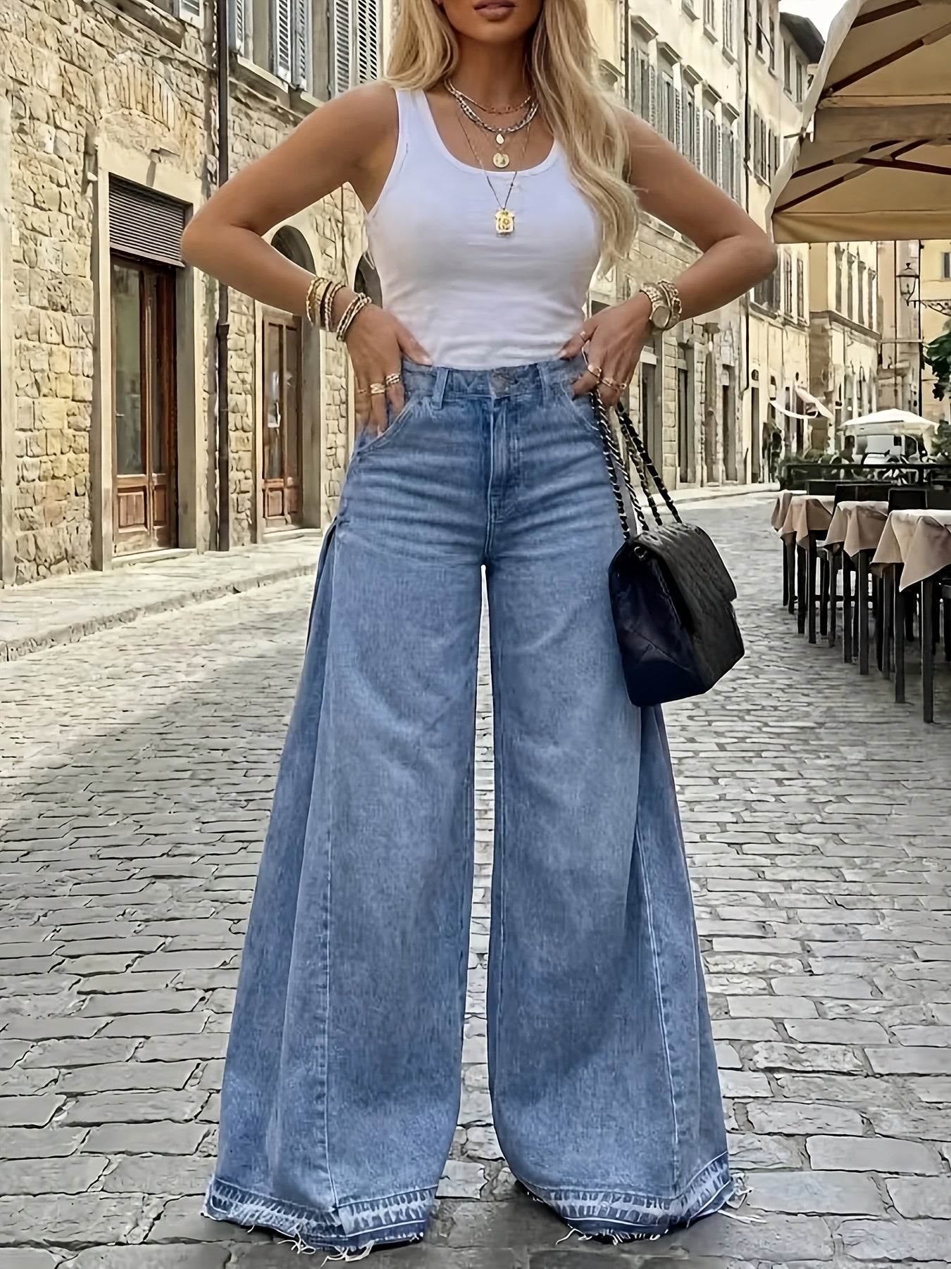 High-Waist Wide-Leg Flare Jeans