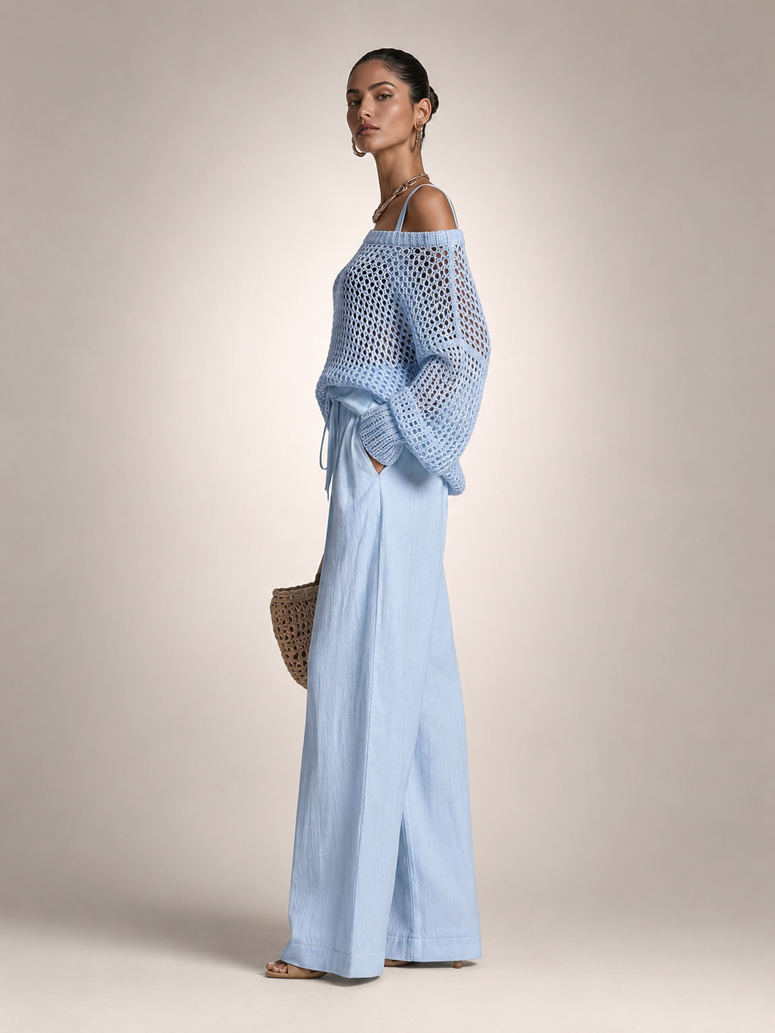 Off-shoulder knit co-ord set