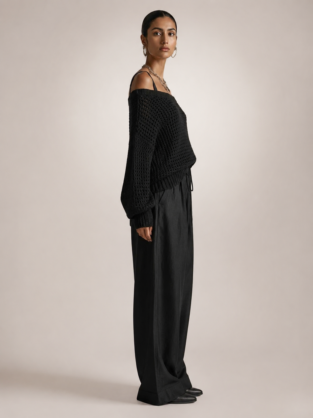 Off-shoulder knit co-ord set