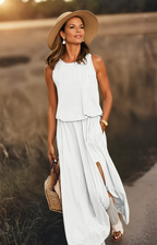 Florence | Women's Elegant Round Neck Sleeveless Summer Dress