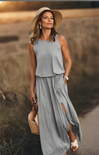 Florence | Women's Elegant Round Neck Sleeveless Summer Dress