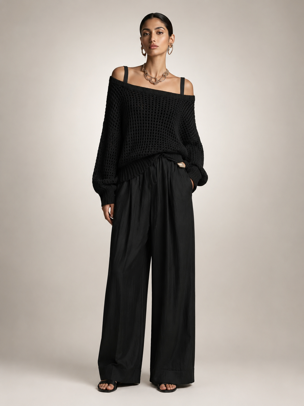 Off-shoulder knit co-ord set