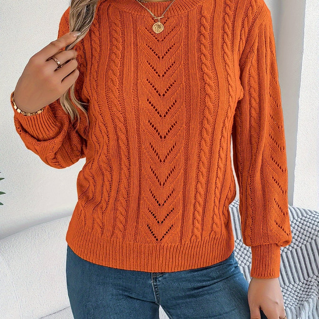 Khaki cable-knit textured sweater