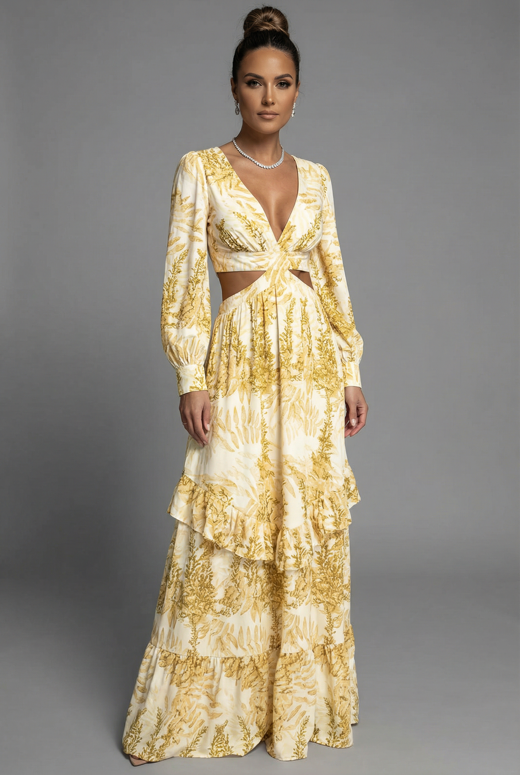 Women’s Elegant A-Line Ruffle Lightweight Maxi Dress