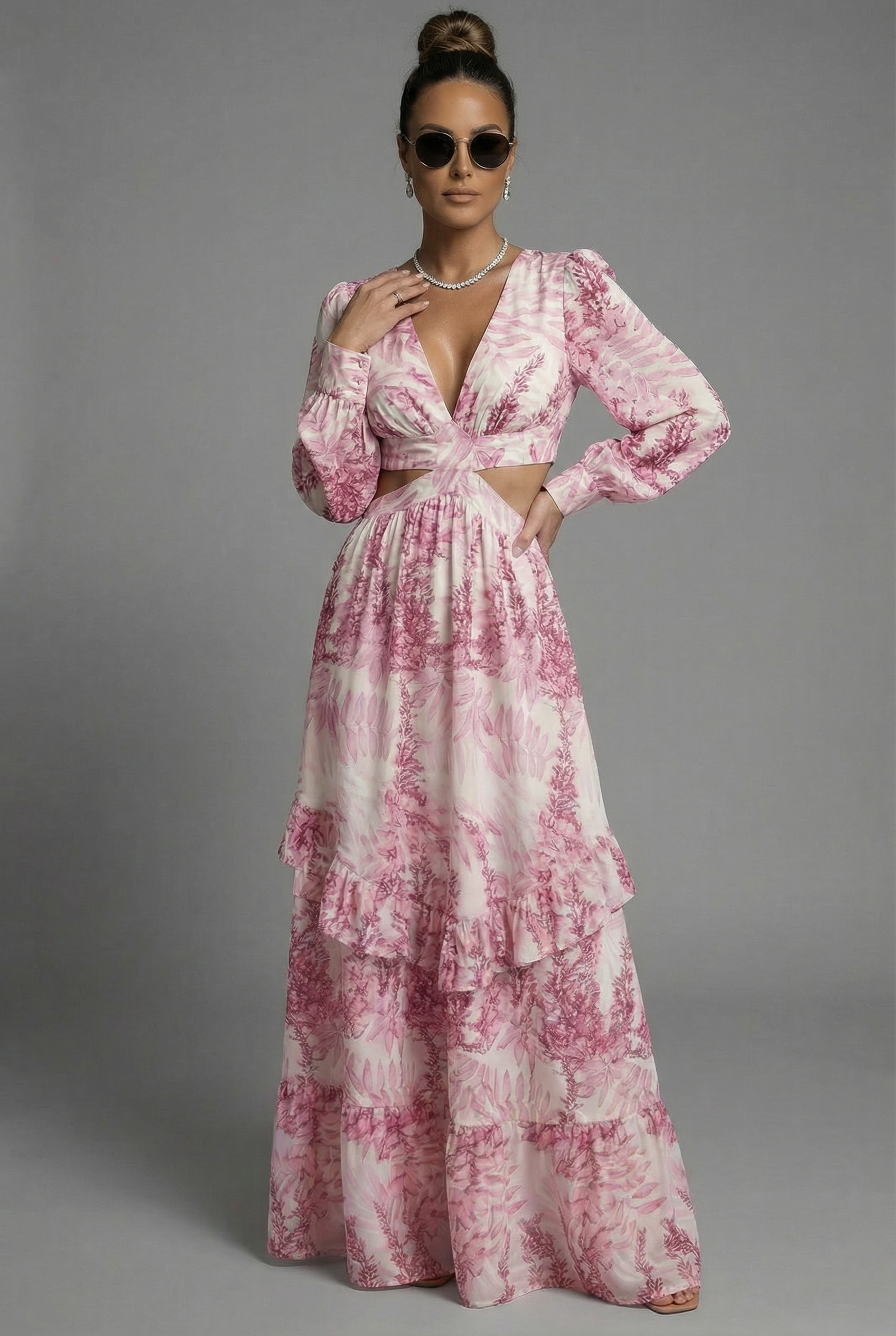 Women’s Elegant A-Line Ruffle Lightweight Maxi Dress