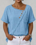 Raw Edge Bias Cut Short Sleeve Blouse | Senselle