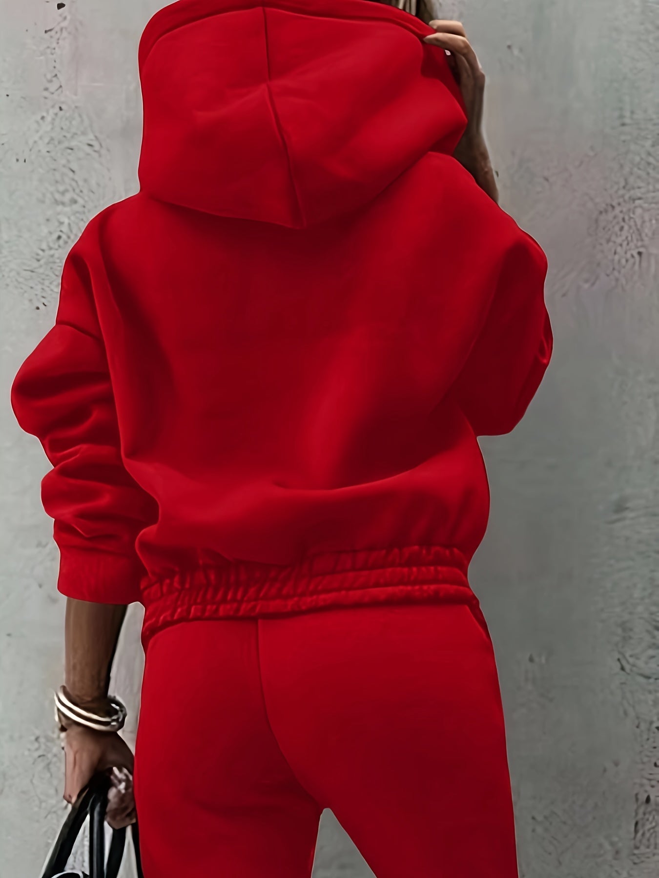 Red Relaxed Hooded Co-ord Set