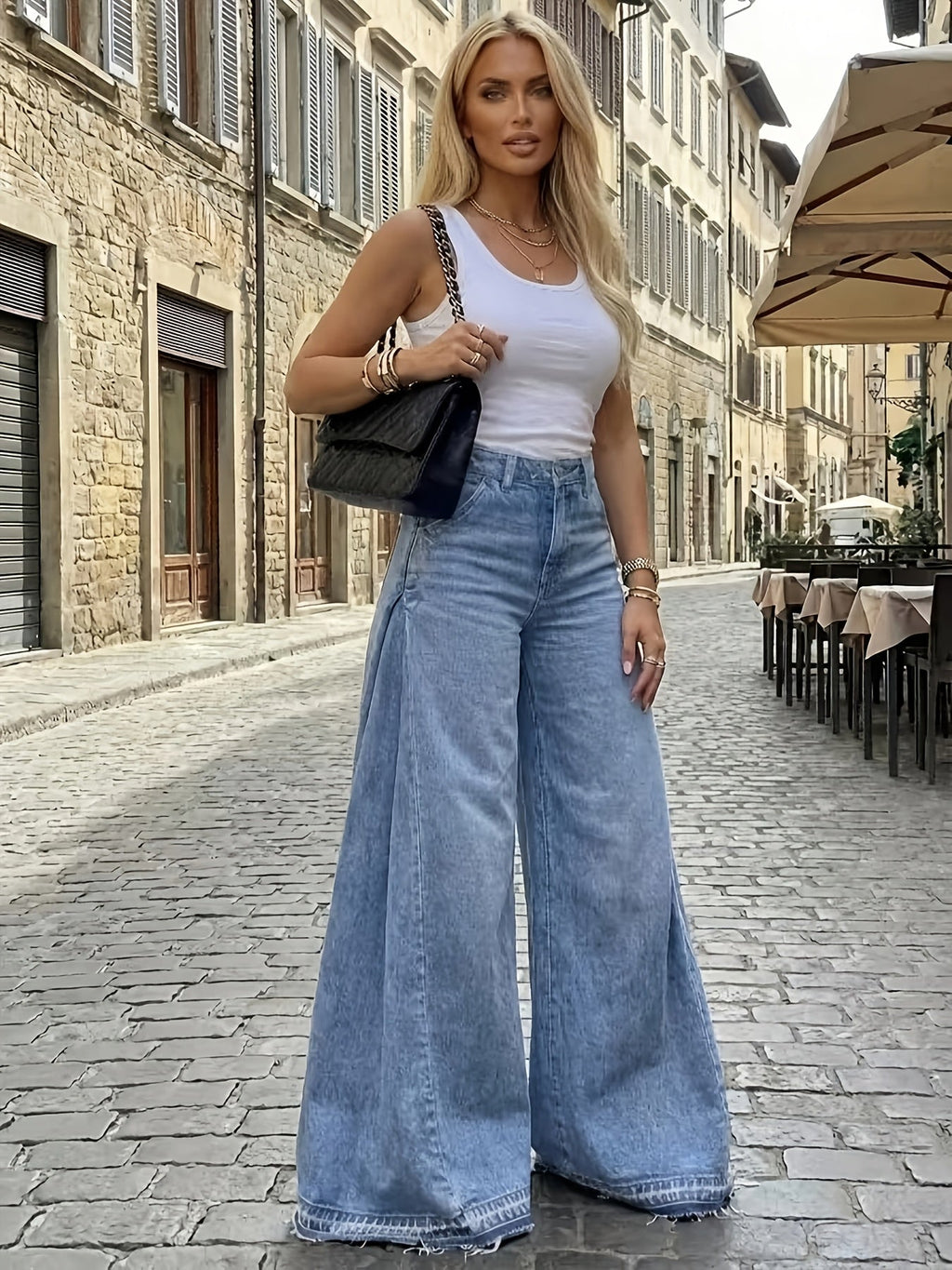 High-Waist Wide-Leg Flare Jeans
