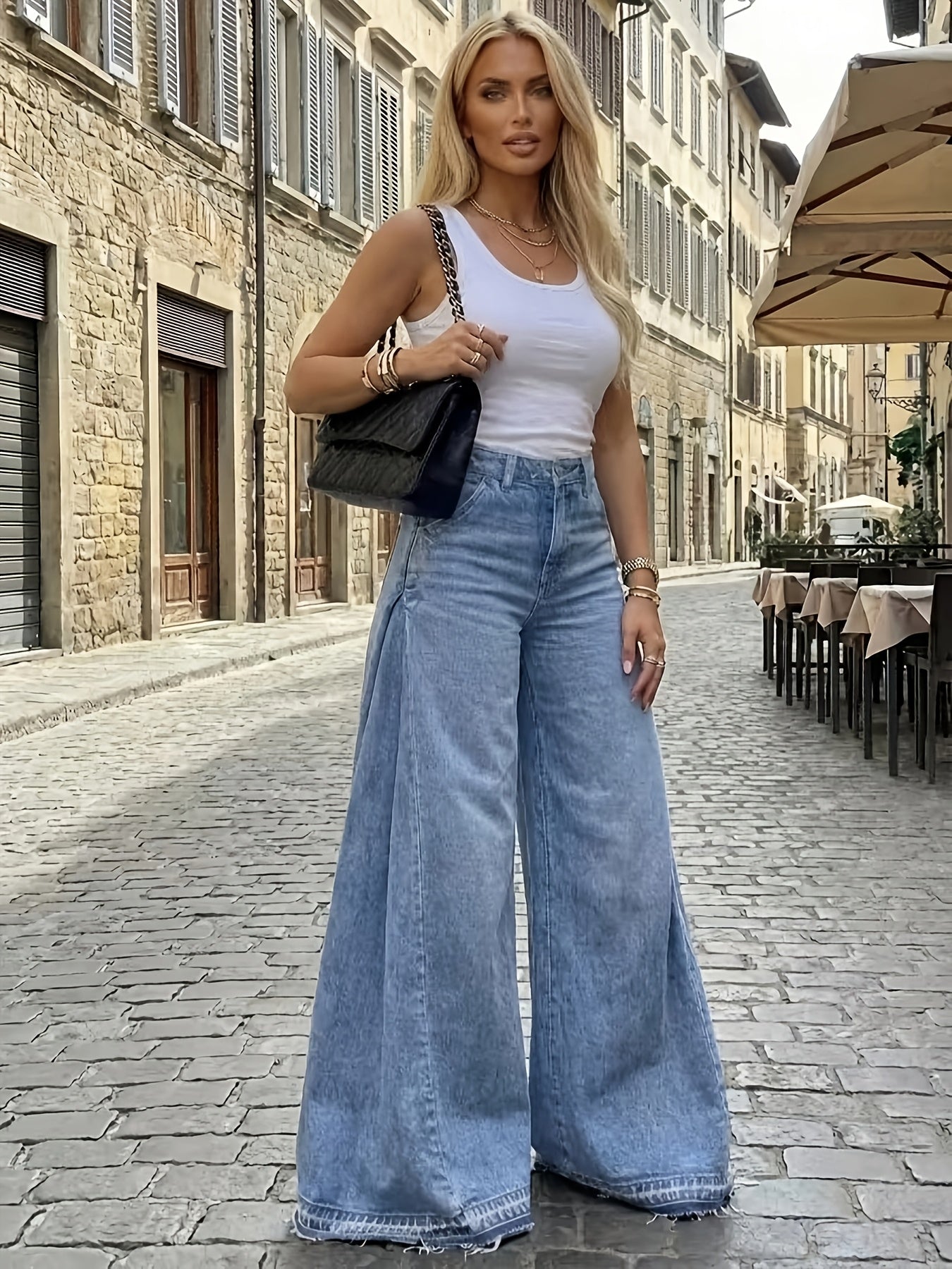 High-Waist Wide-Leg Flare Jeans