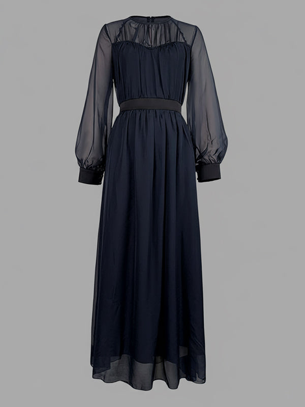 Navy Blue Gauze Maxi Dress