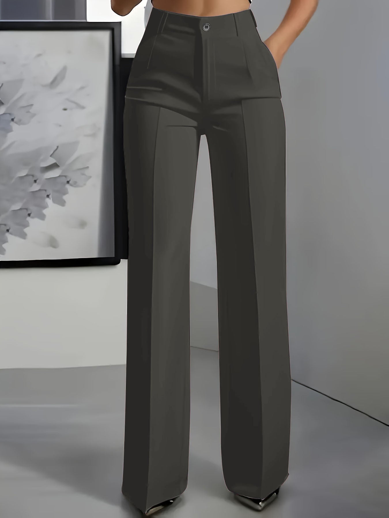 Dark Gray wide-leg tailored Pants