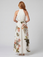 Meadow - Draped Halter Botanical Panel Maxi Dress
