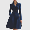 Navy Blue Tailored Coat Midi Dress, front view