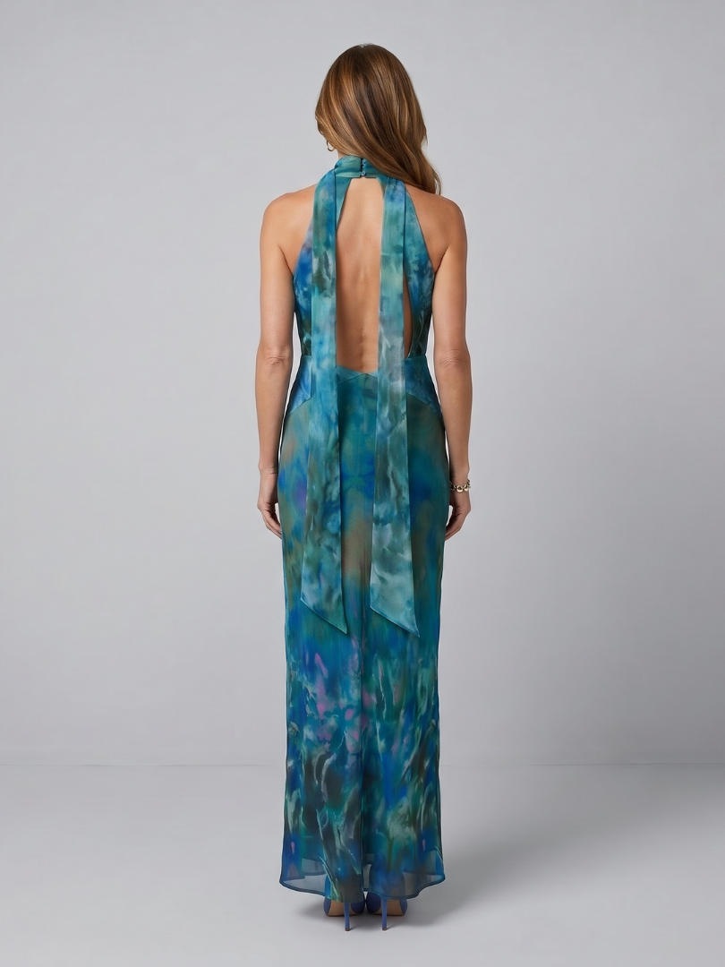 Juniper - Keyhole Halter Sleeveless Maxi Dress