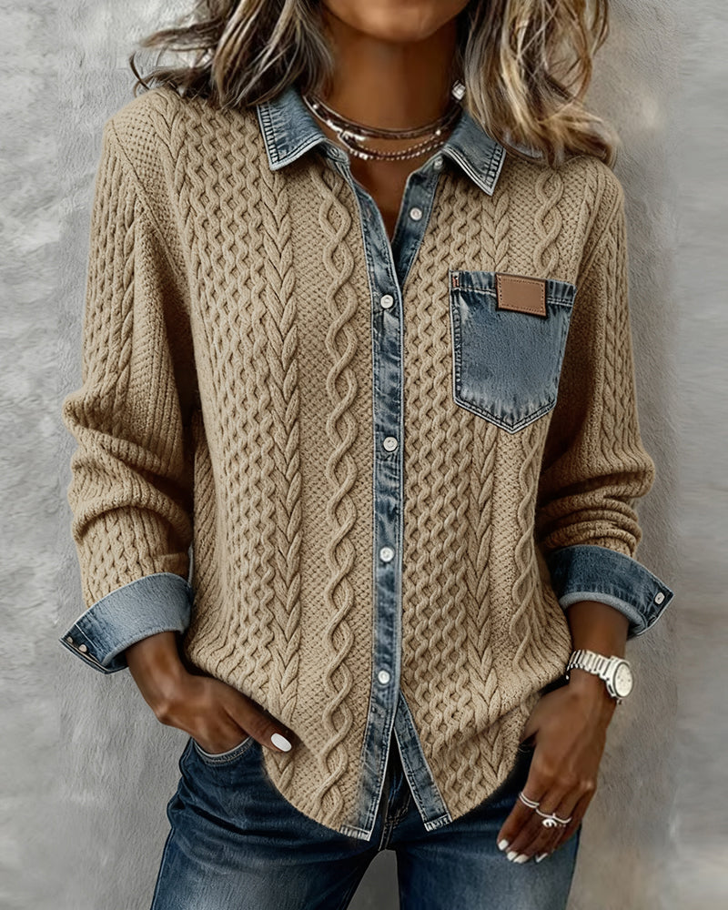 Gray Cable-knit Sweater