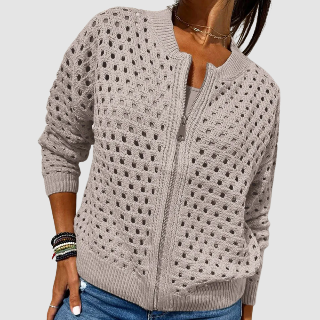 Beige Classic Knit Cardigan