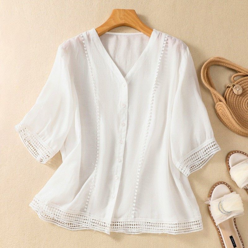 Lucia Cotton-Linen Summer Blouse