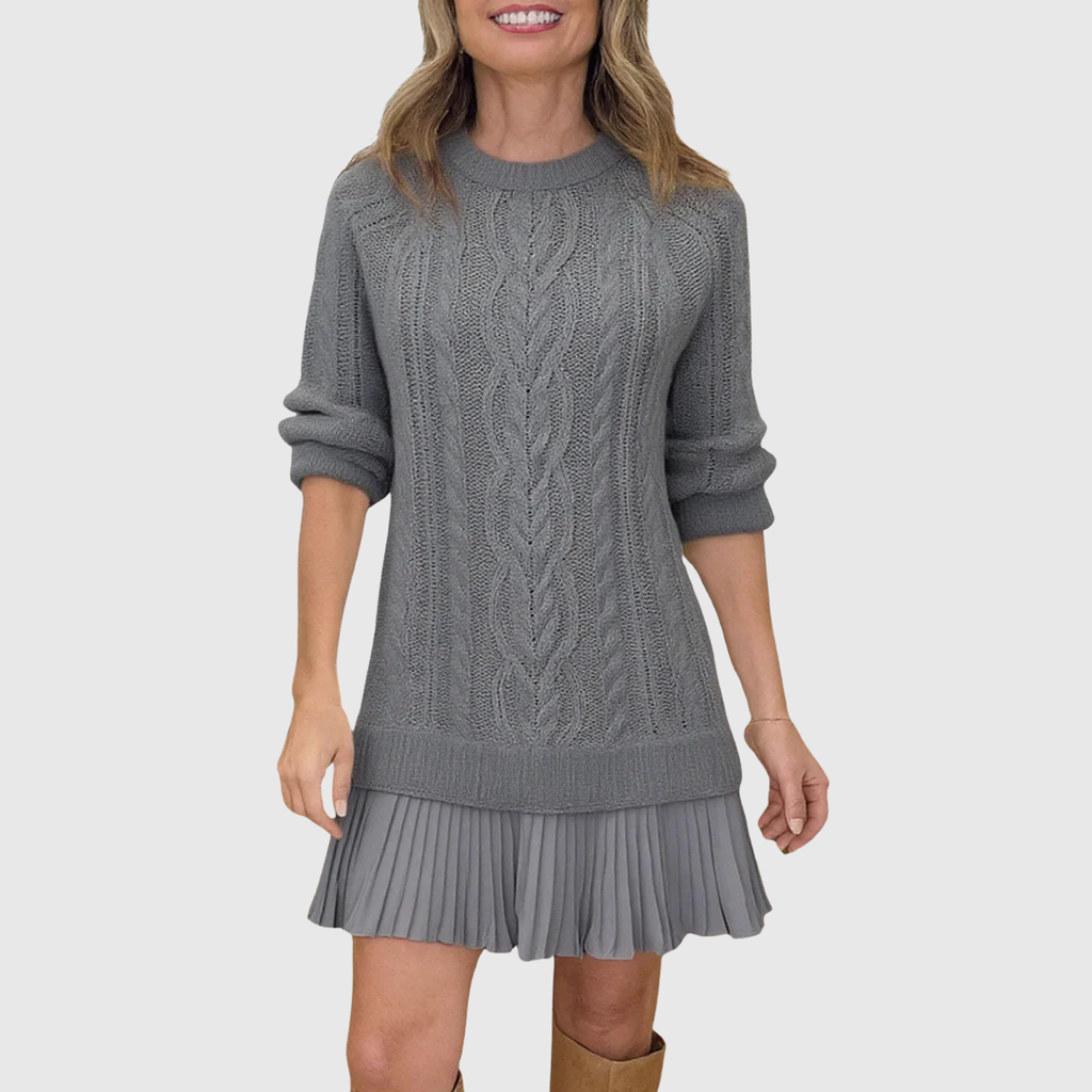 Cable-Knit Pleated-Hem Sweater Dress