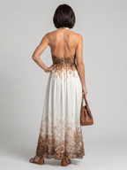Orlune - Pleated White Midi Dress