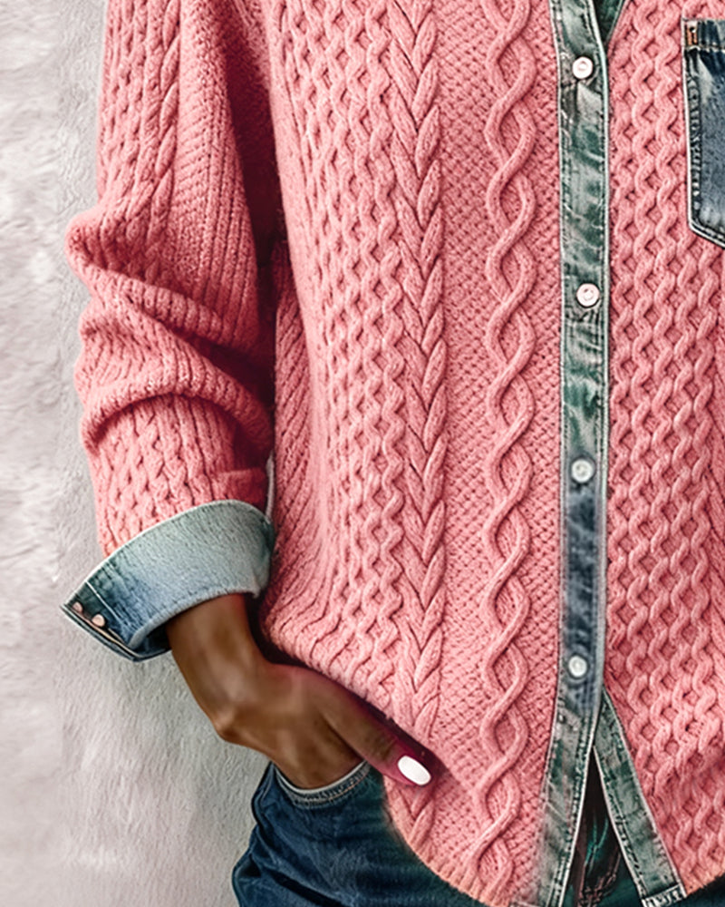Gray Cable-knit Sweater
