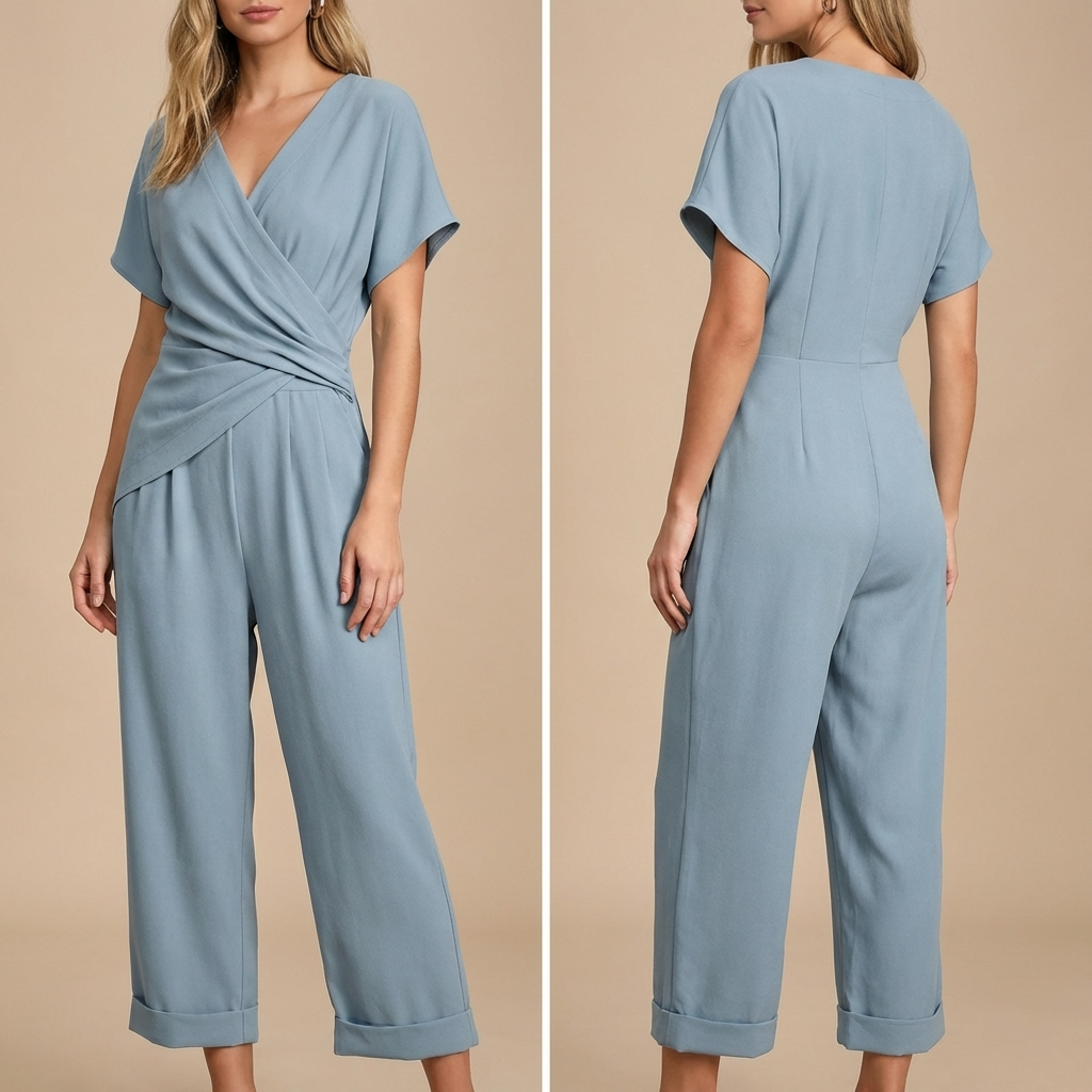 Elegant Summer Two-Piece Set with Wrap Top