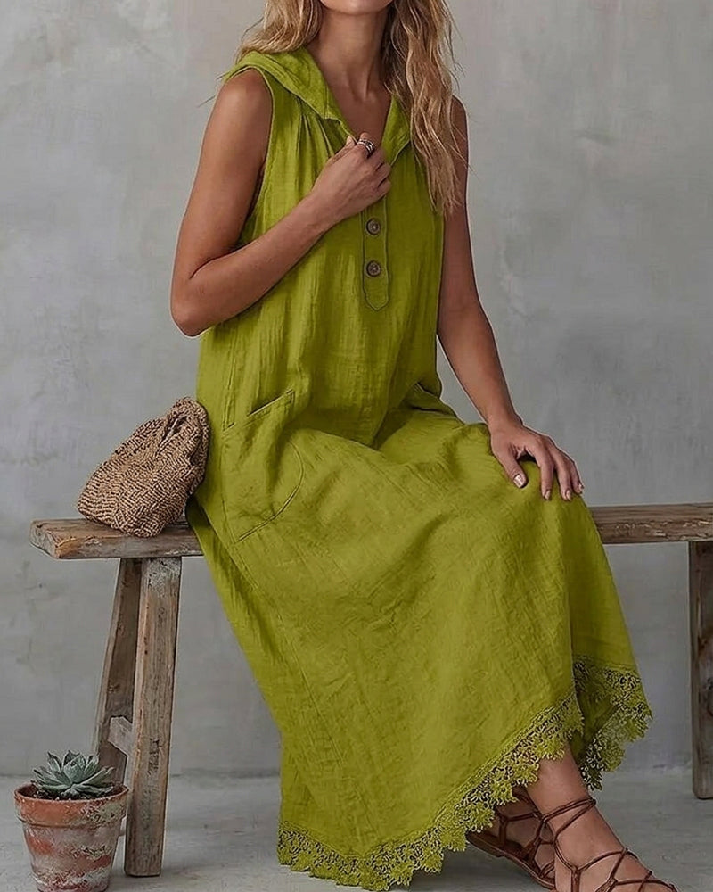 Sleeveless Lace Detail Midi Dress | Senselle