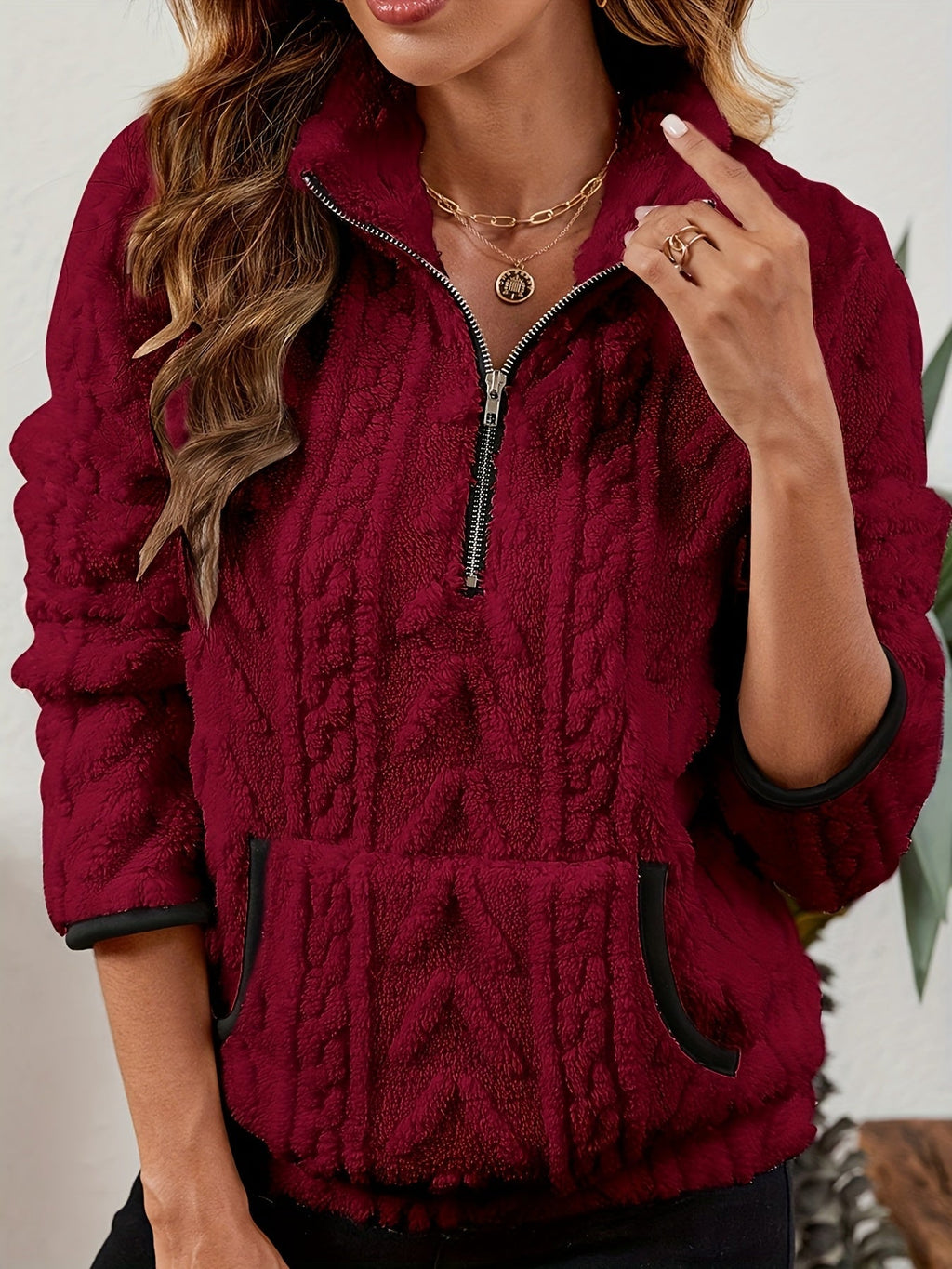Burgundy Half-zip Sweater