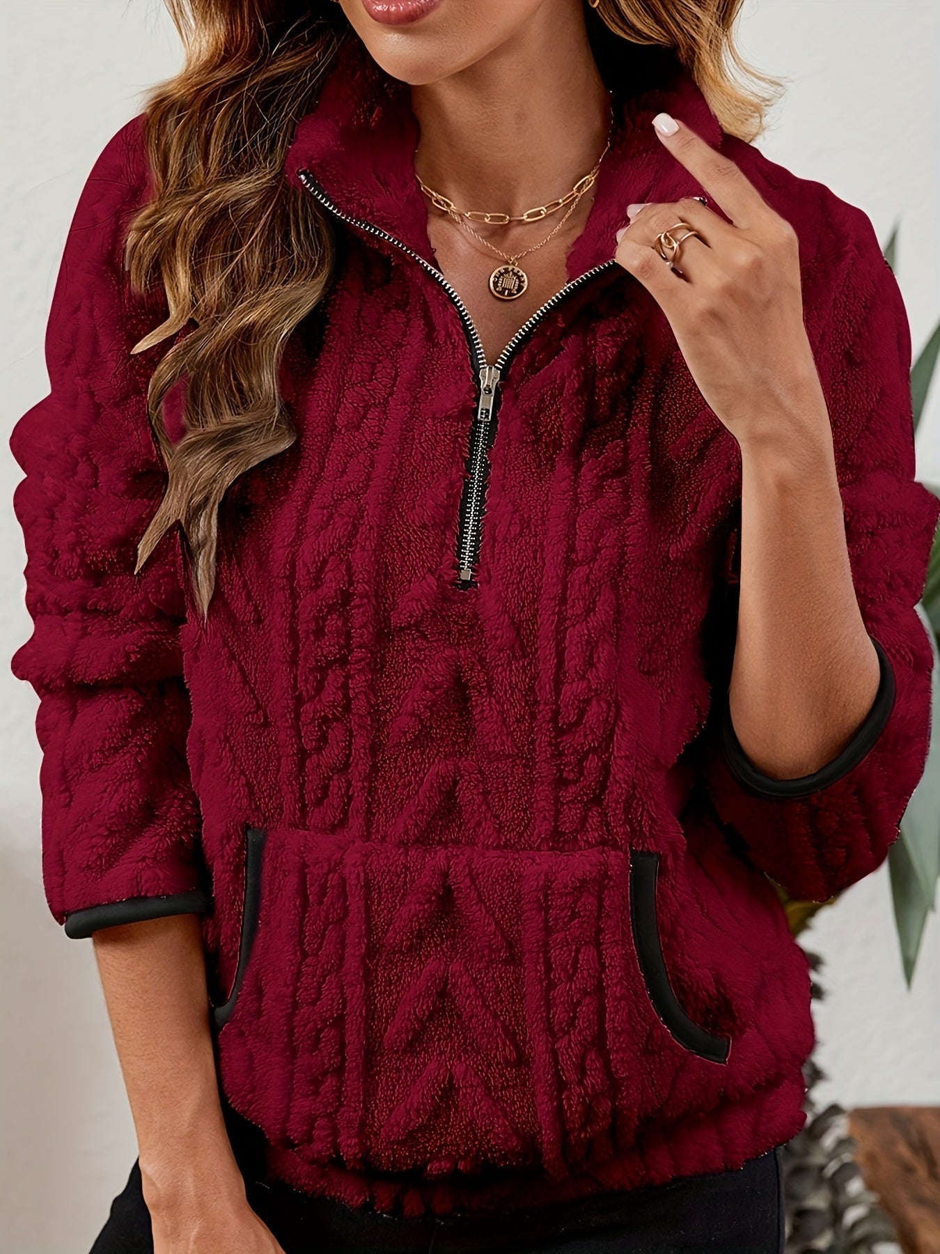 Burgundy Half-zip Sweater
