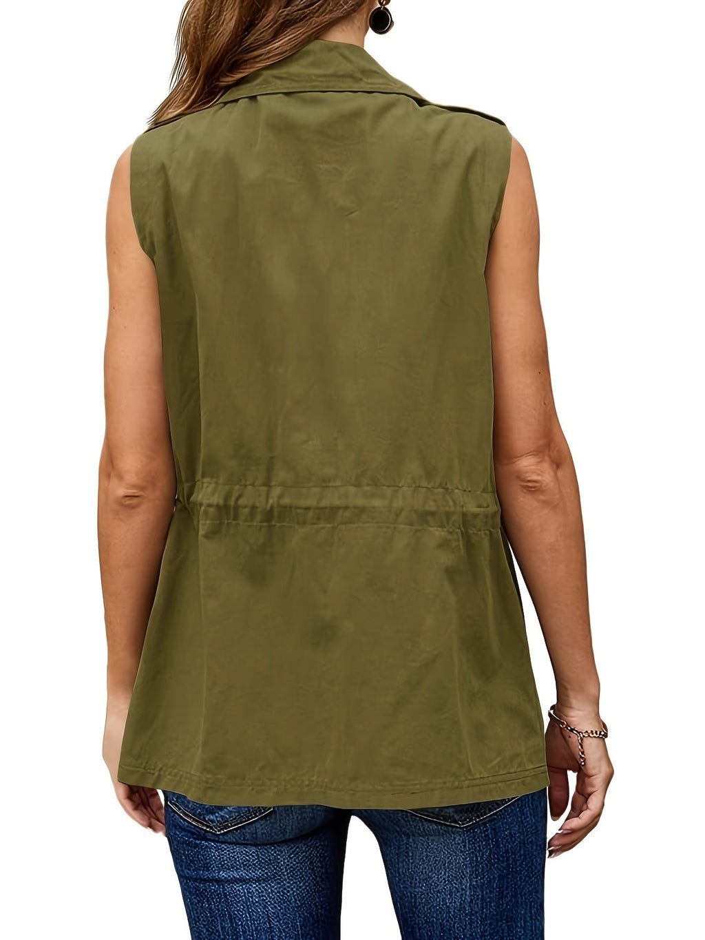Khaki Sleeveless Vest Jacket