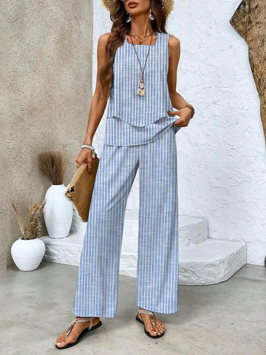Women's Two-Piece Set - Matching Top and Pants