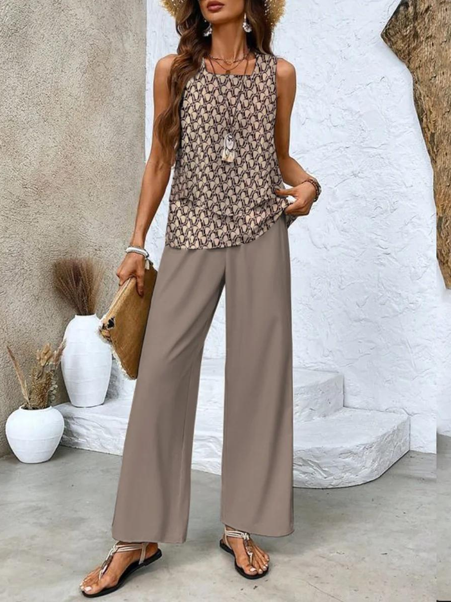 Women's Two-Piece Set - Matching Top and Pants