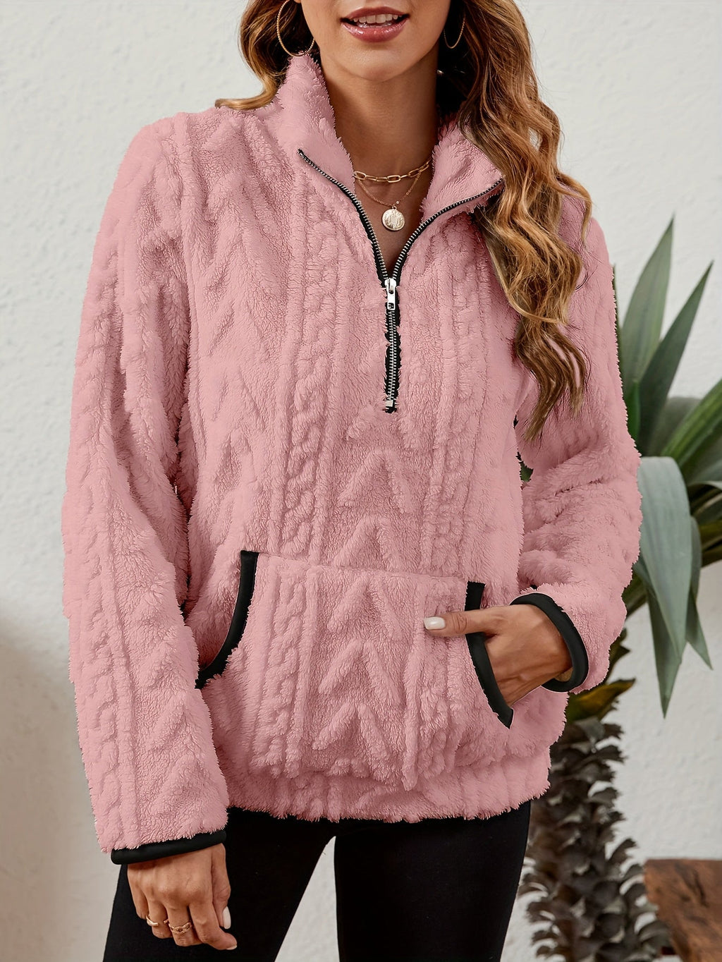 Cozy Half-Zip Sweater with Kangaroo Pocket