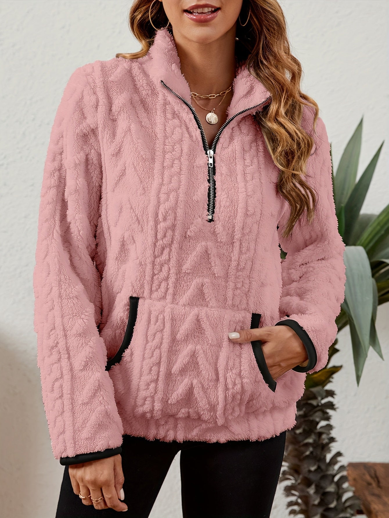 Cozy Half-Zip Sweater with Kangaroo Pocket