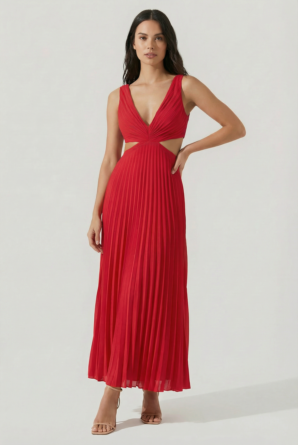 Women's Elegant Pleated Maxi Dress