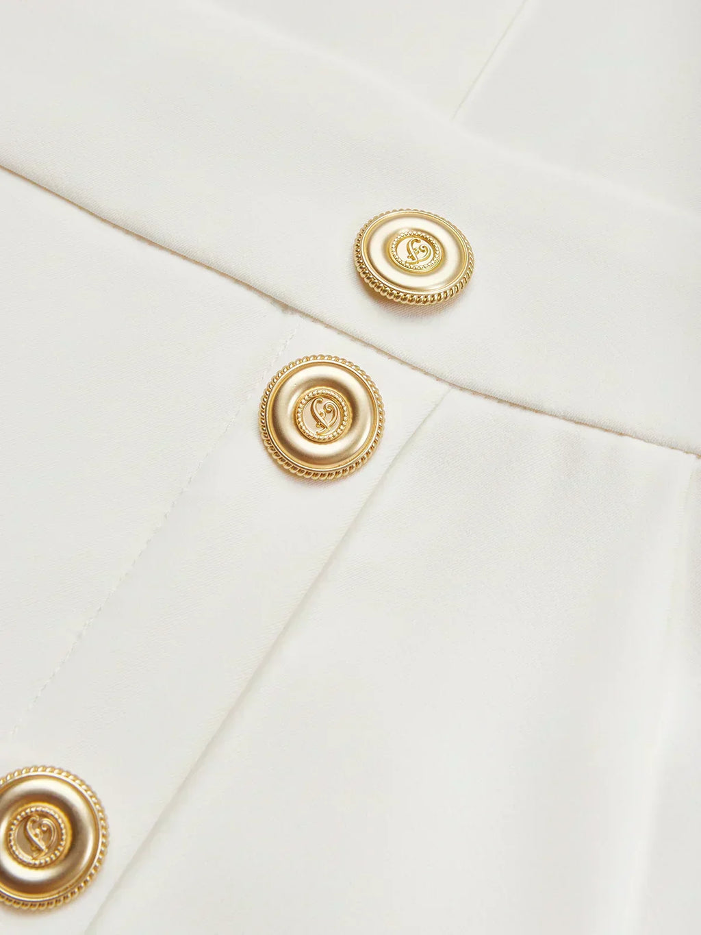 White Solid Midi Dress with Button Slit