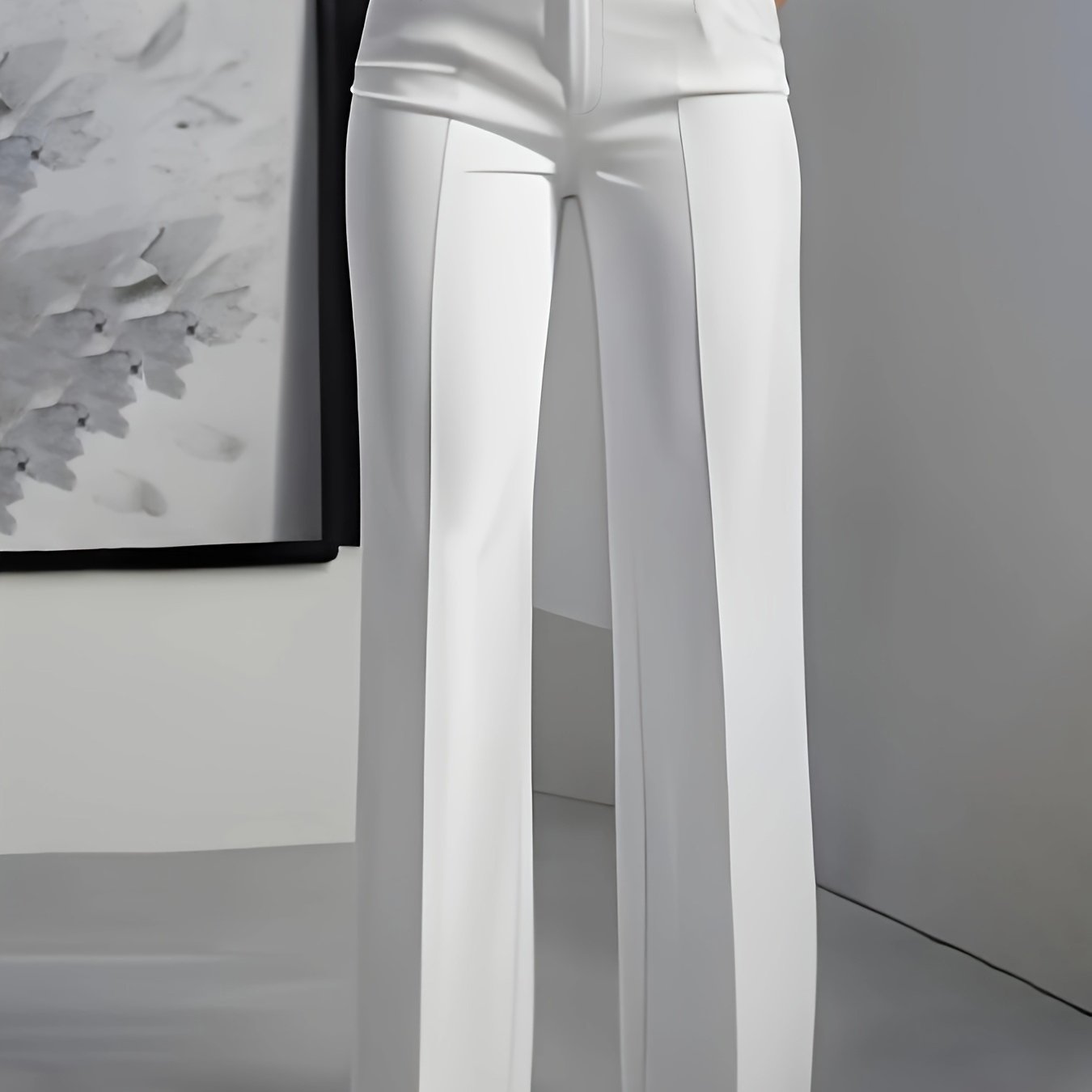 White tailored wide-leg Pants, front view