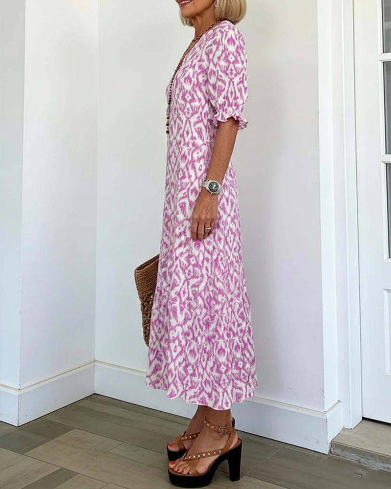 A-Line Floral Print Midi Dress Summer | Senselle