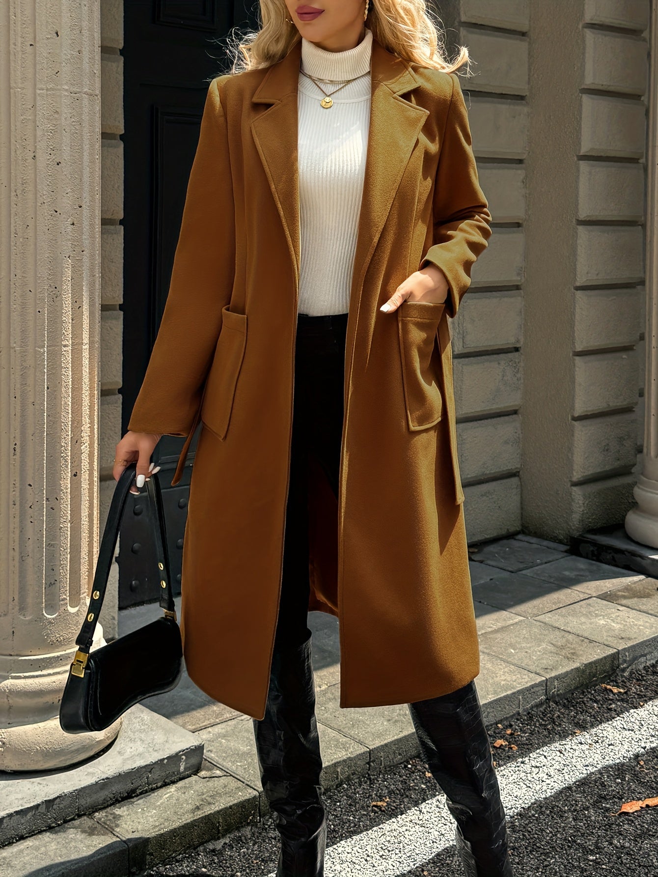 Camel Belted Long Coat
